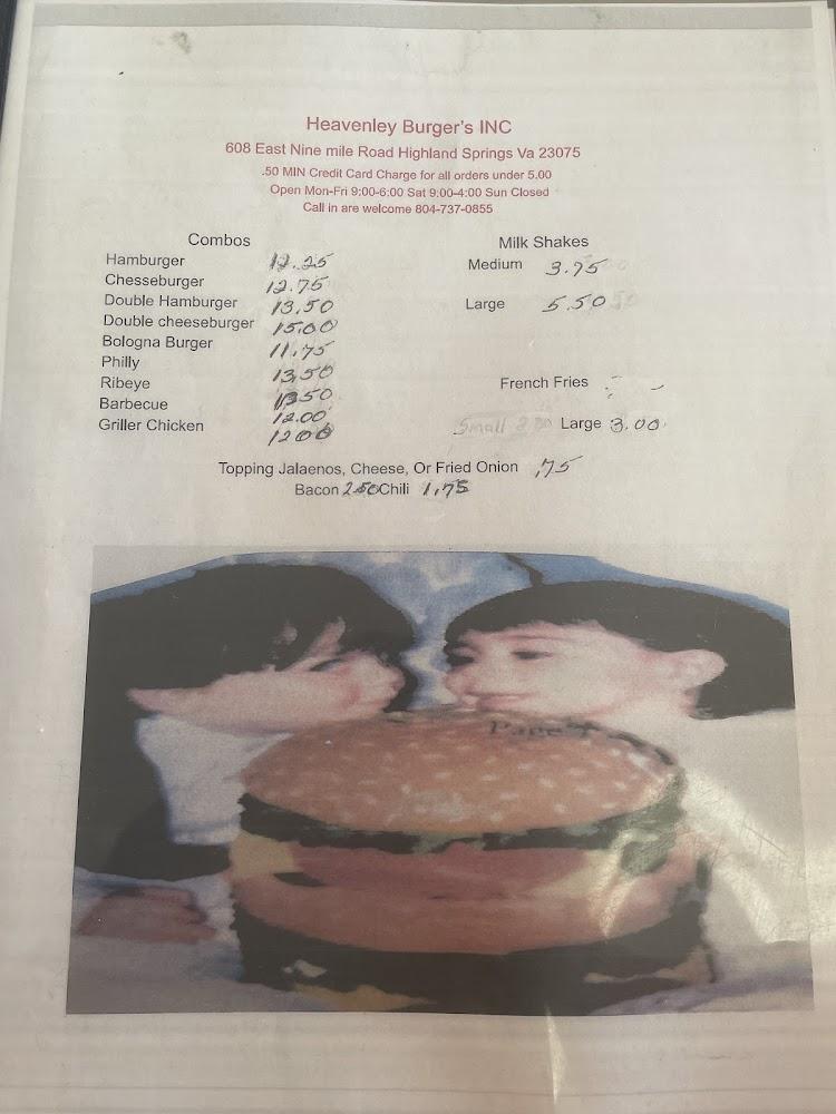 Heavenley Burgers Inc Menu image 2