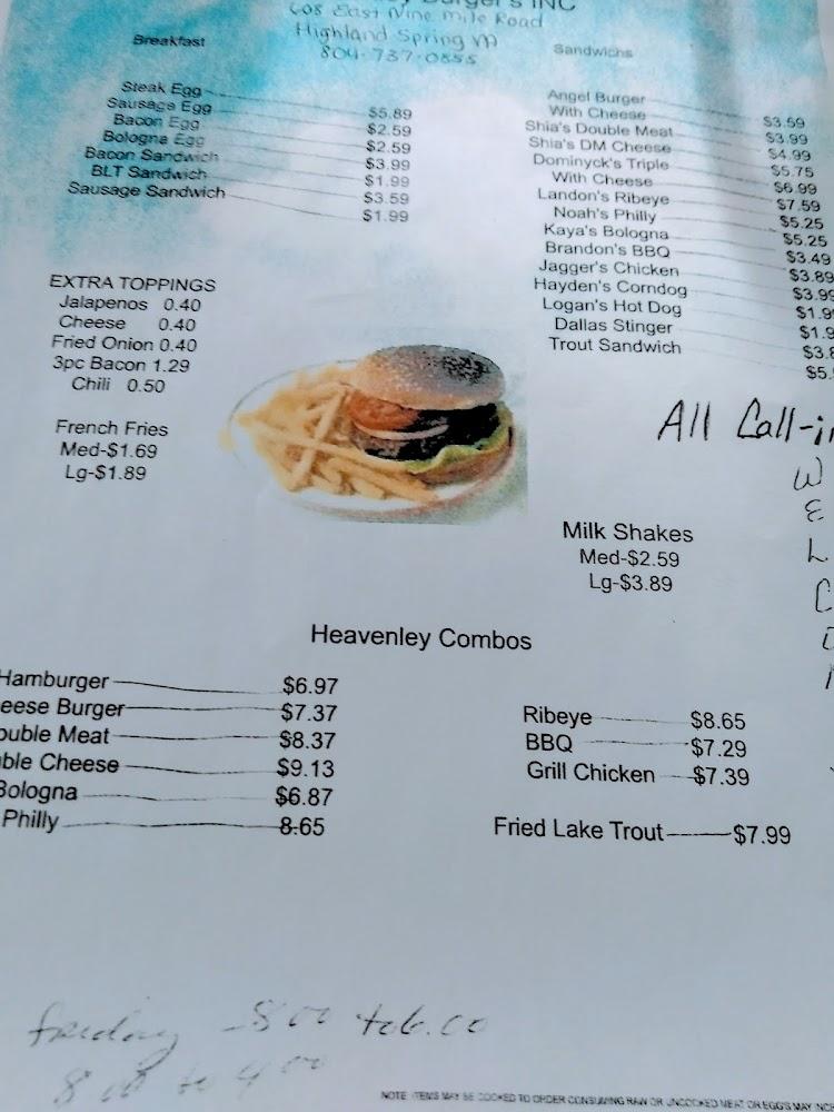 Heavenley Burgers Inc Menu image 3